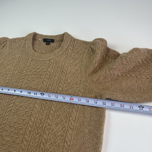 J Crew Wool Alpaca Cable Knit Sweater L Brown Fisherman Chunky Cabincore Preppy - Picture 5 of 11